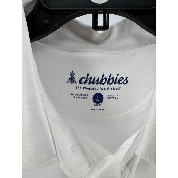 Two (2) Chubbies Men's White The Complete Outfit Performance Polo 2.0 Size L NEW - Picture 3 of 5